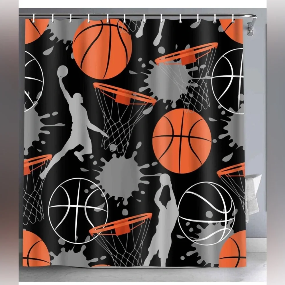 Basketball Shower Curtain| Standard Size 72” x 72”